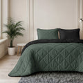 Lazy Dekbed Uni Groen/Zwart Met Kussenslopen