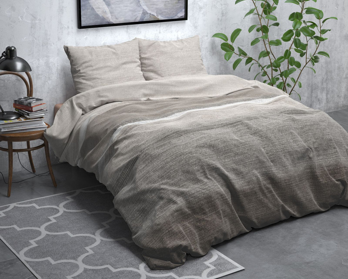 Dekbedovertrek Flanel Stone Stripe Taupe