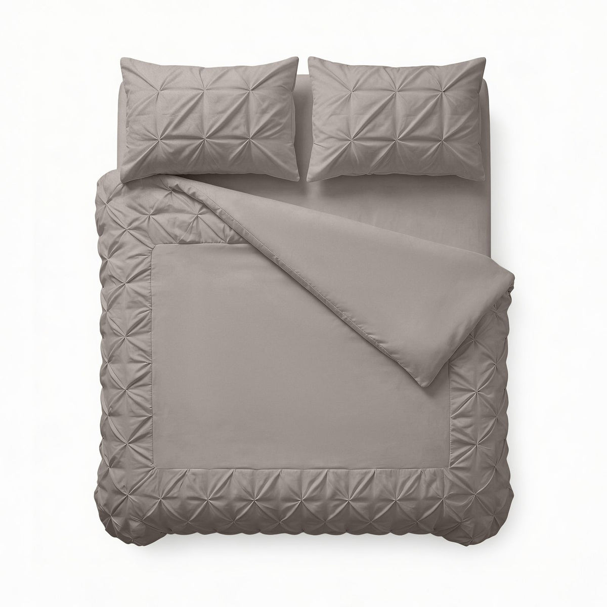 Dekbedovertrek Border Pintuck Taupe/Grijs