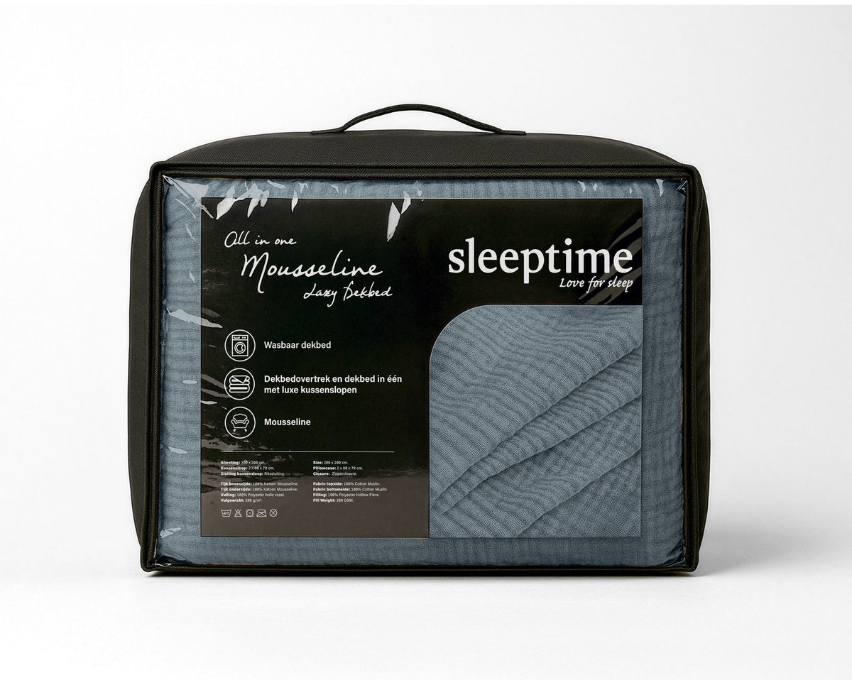 Lazy Dekbed Mousseline Groen Met Kussenslopen