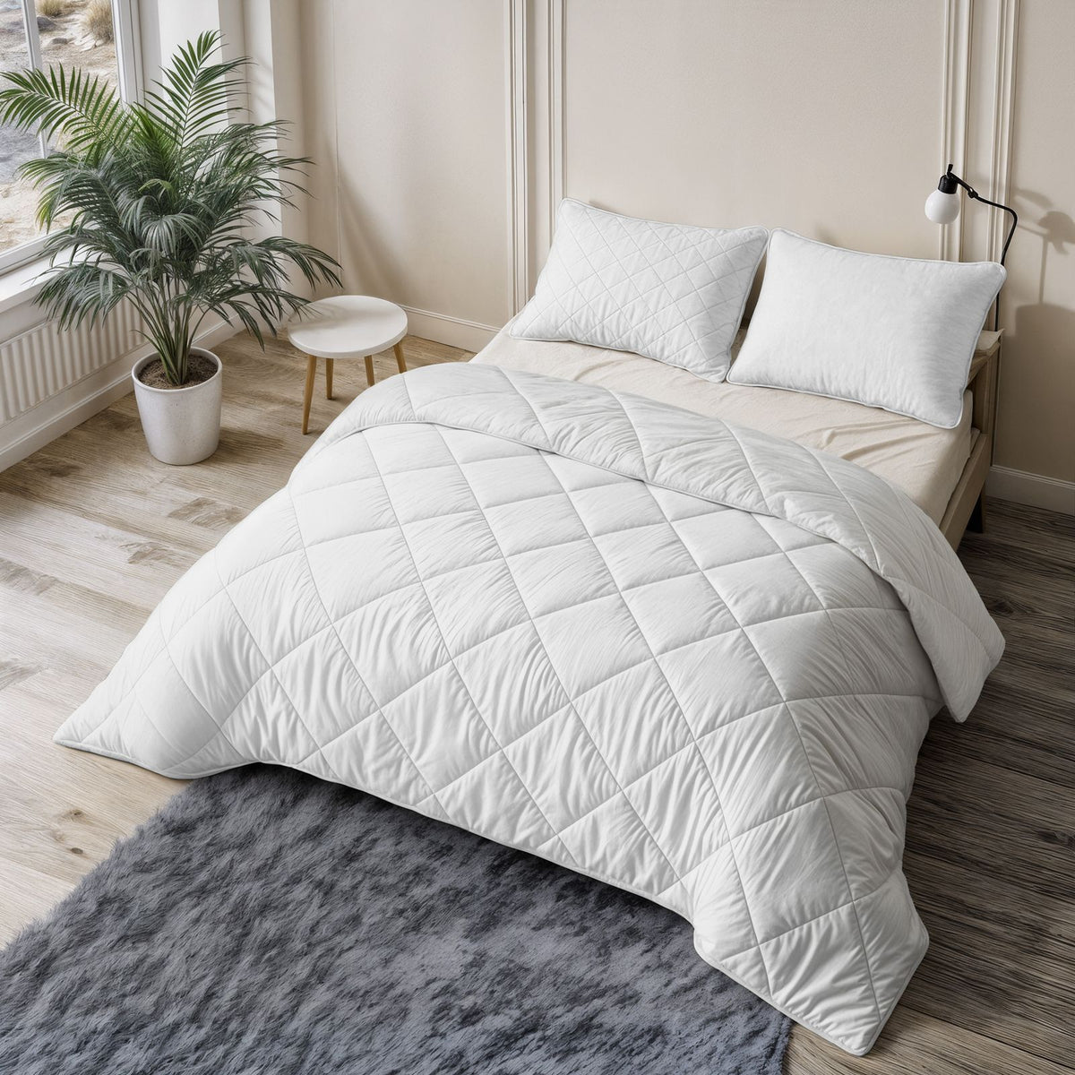 Lazy Dekbed Uni Beige Met Kussenslopen