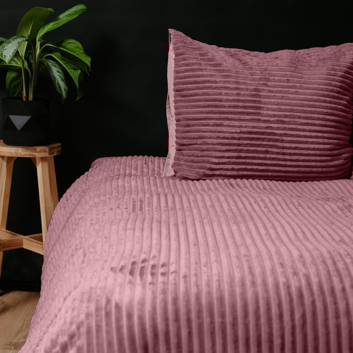 Dekbedovertrek Rib Teddy Oud Roze