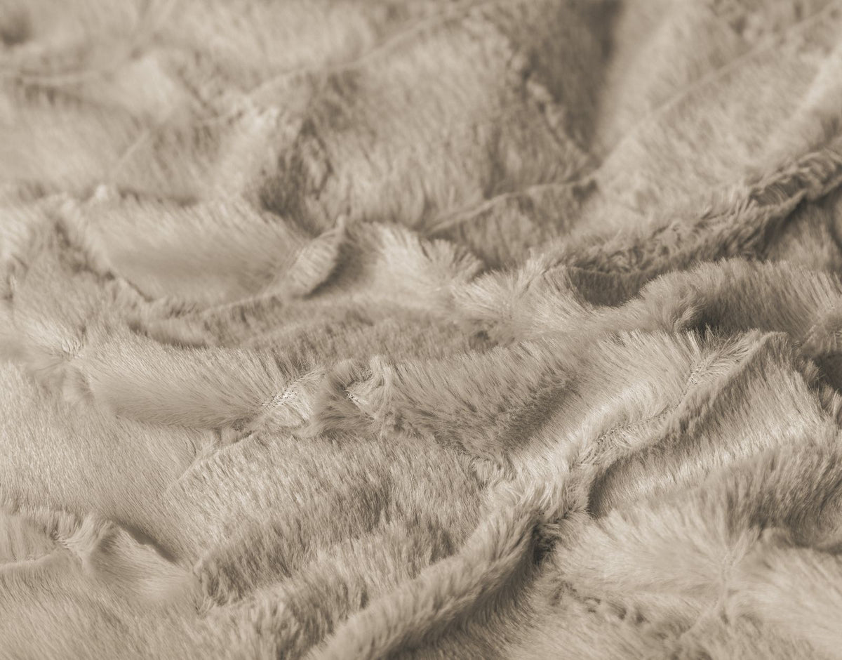 Dekbedovertrek Faux Fur Check Beige
