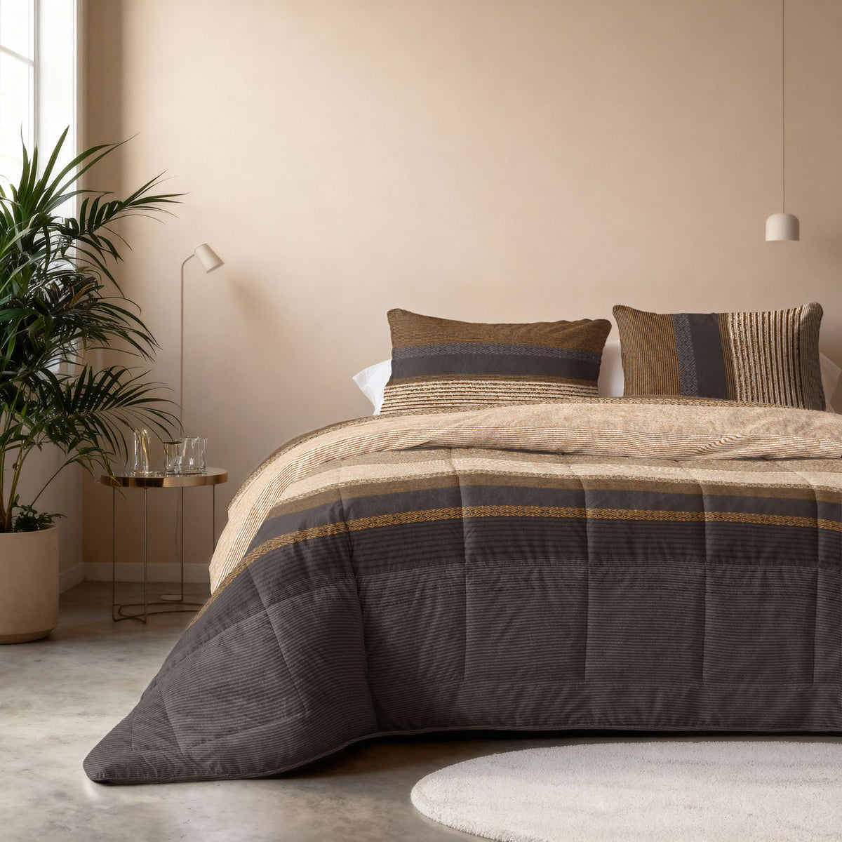 All-in one Lazy dekbed Marina Taupe Met Kussenslopen