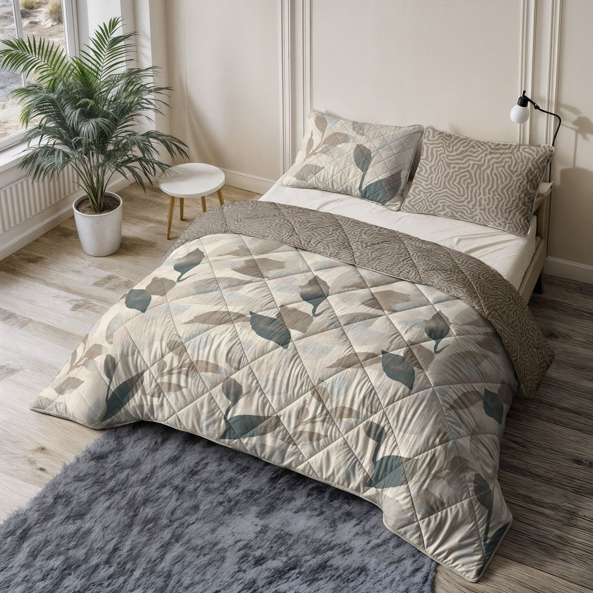 Lazy Dekbed Solitude Taupe Met Kussenslopen