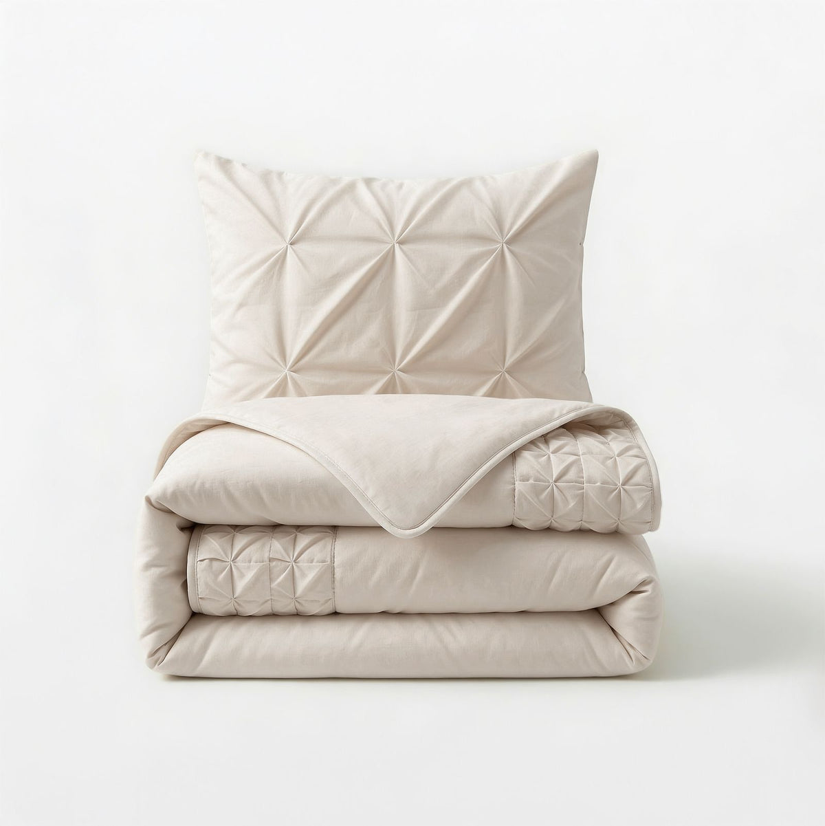 Dekbedovertrek Border Pintuck Beige
