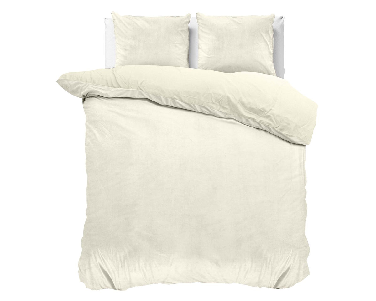 Velvet Uni Dekbedovertrek Creme