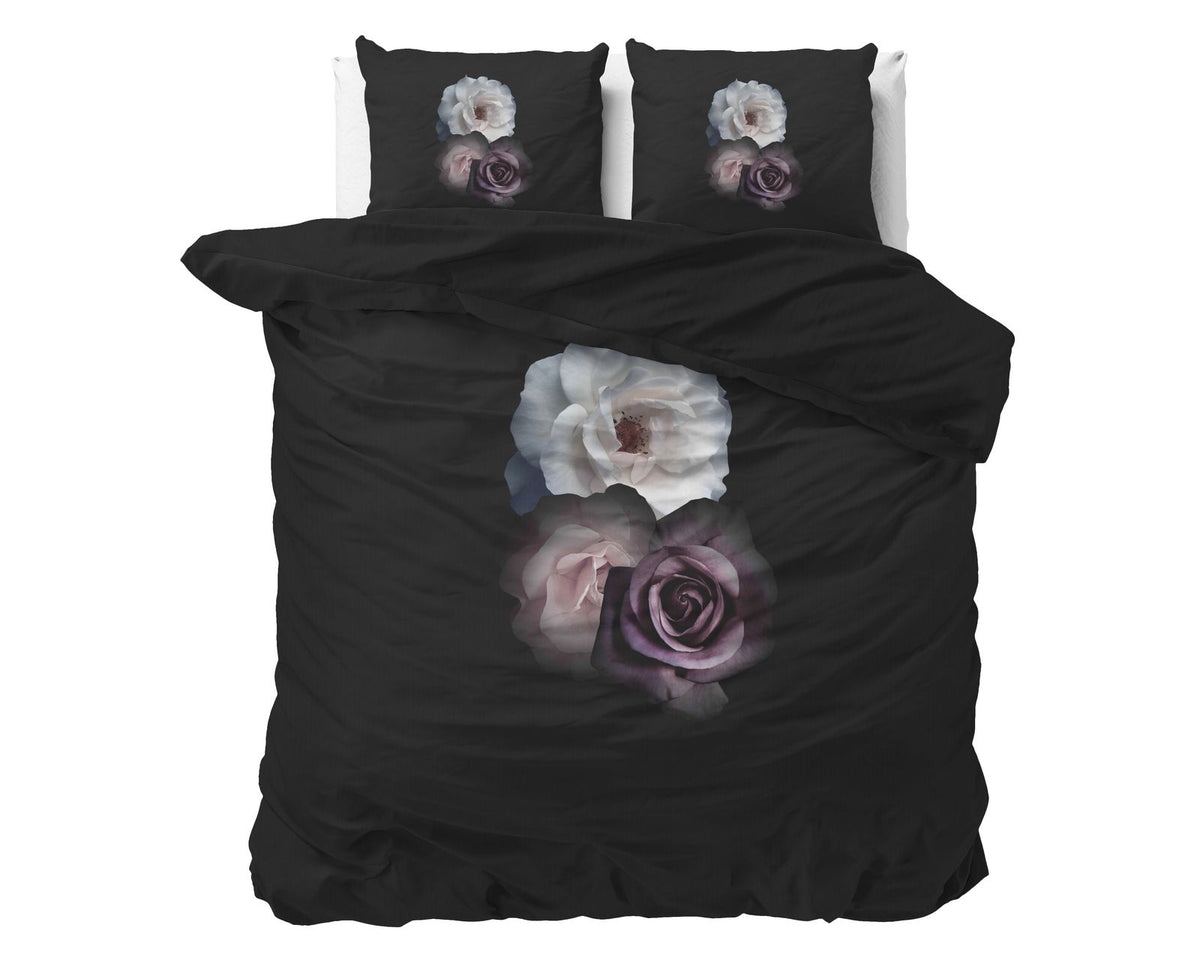 Dekbedovertrek Deep Flowers Zwart