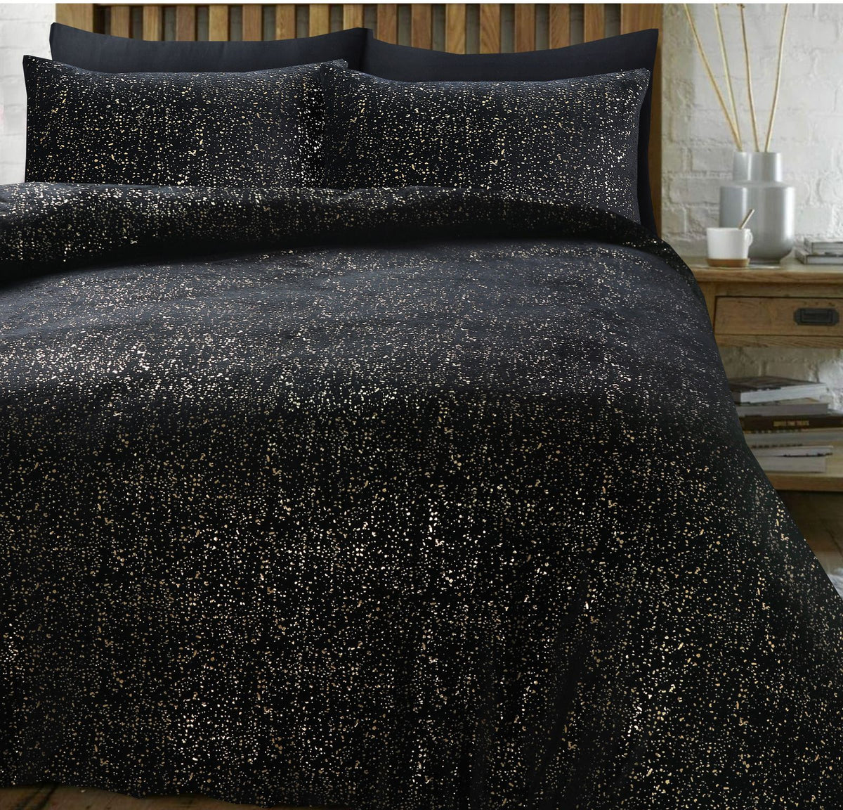 Dekbedovertrek Glamour Flanel Sprankle Foil Zwart
