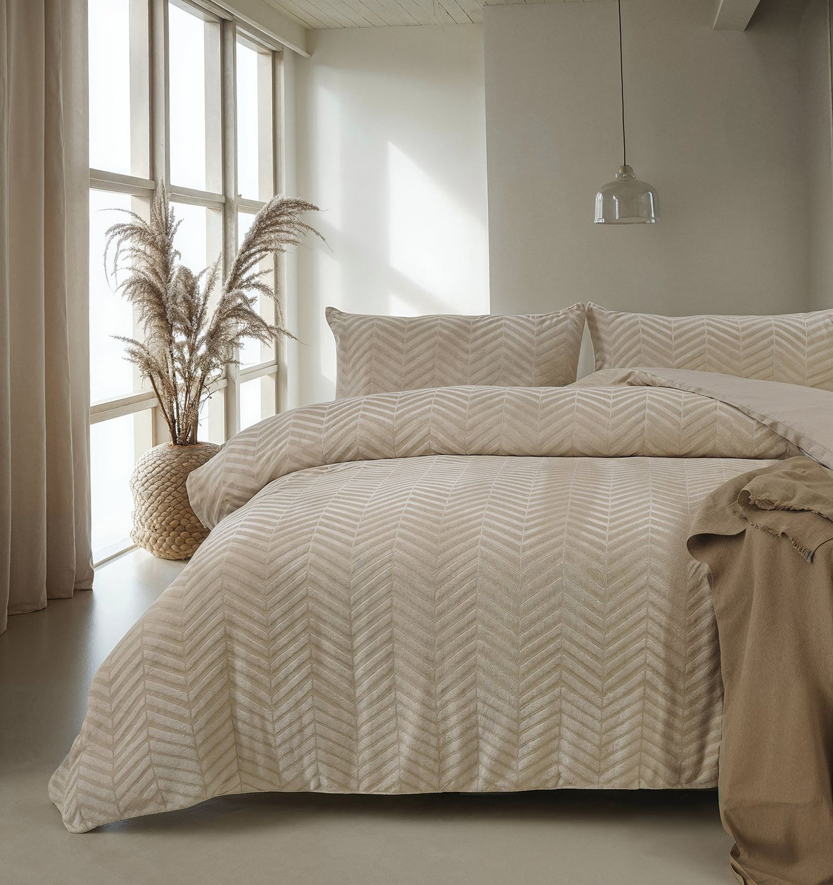 Dekbedovertrek Chevron Teddy Taupe