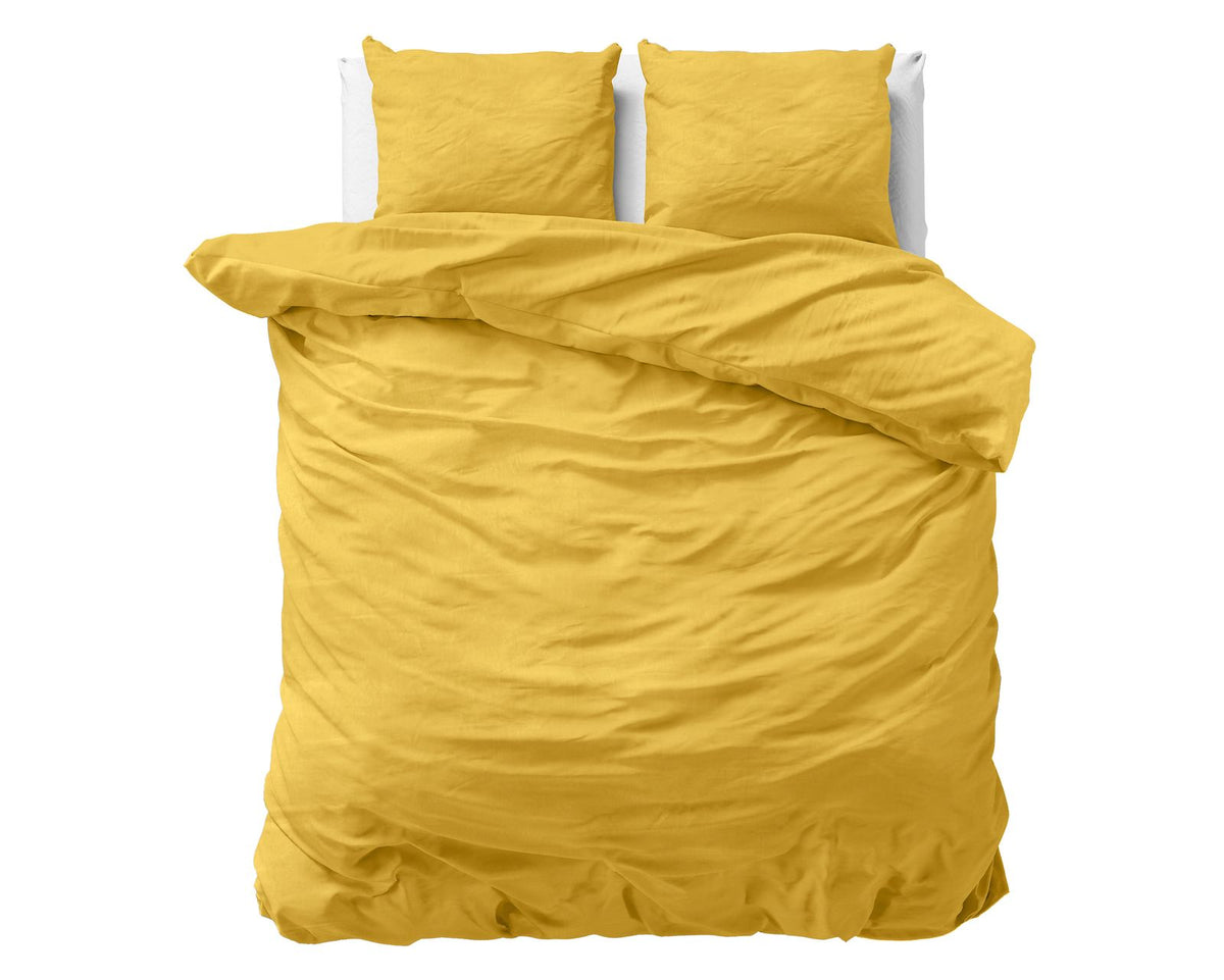 Dekbedovertrek Stone washed Mustard